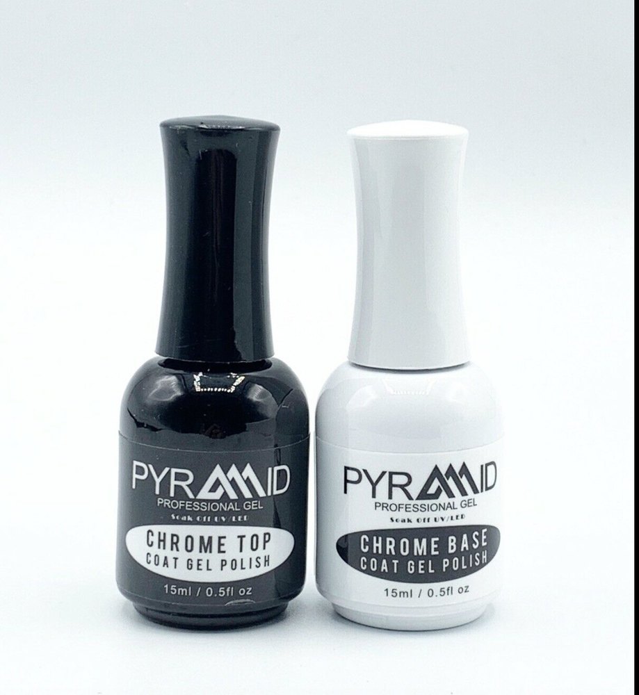 Pyramid Professional Gel Chrome Top & Base Coat Gel Polish 15ml MADE IN USA